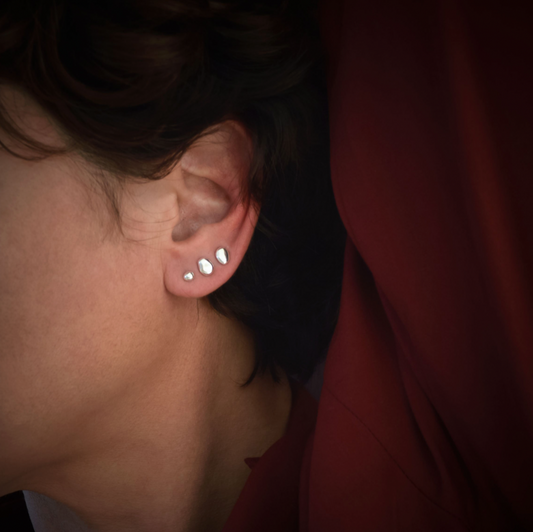 Meet the cat - blobs studs silver combo