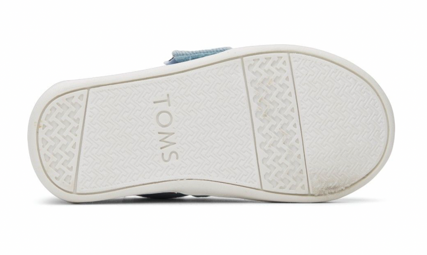 TOMS TINY Pastel Blue Washed Denim / Metallic Embroidered Hearts