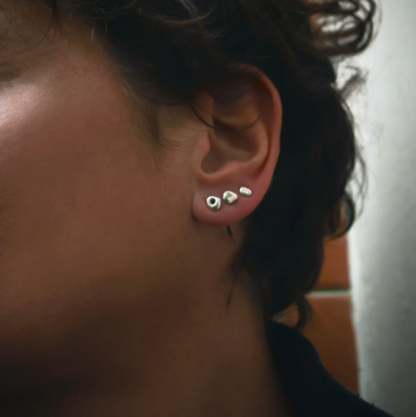 Meet the cat - mixed shapes silver studs combo