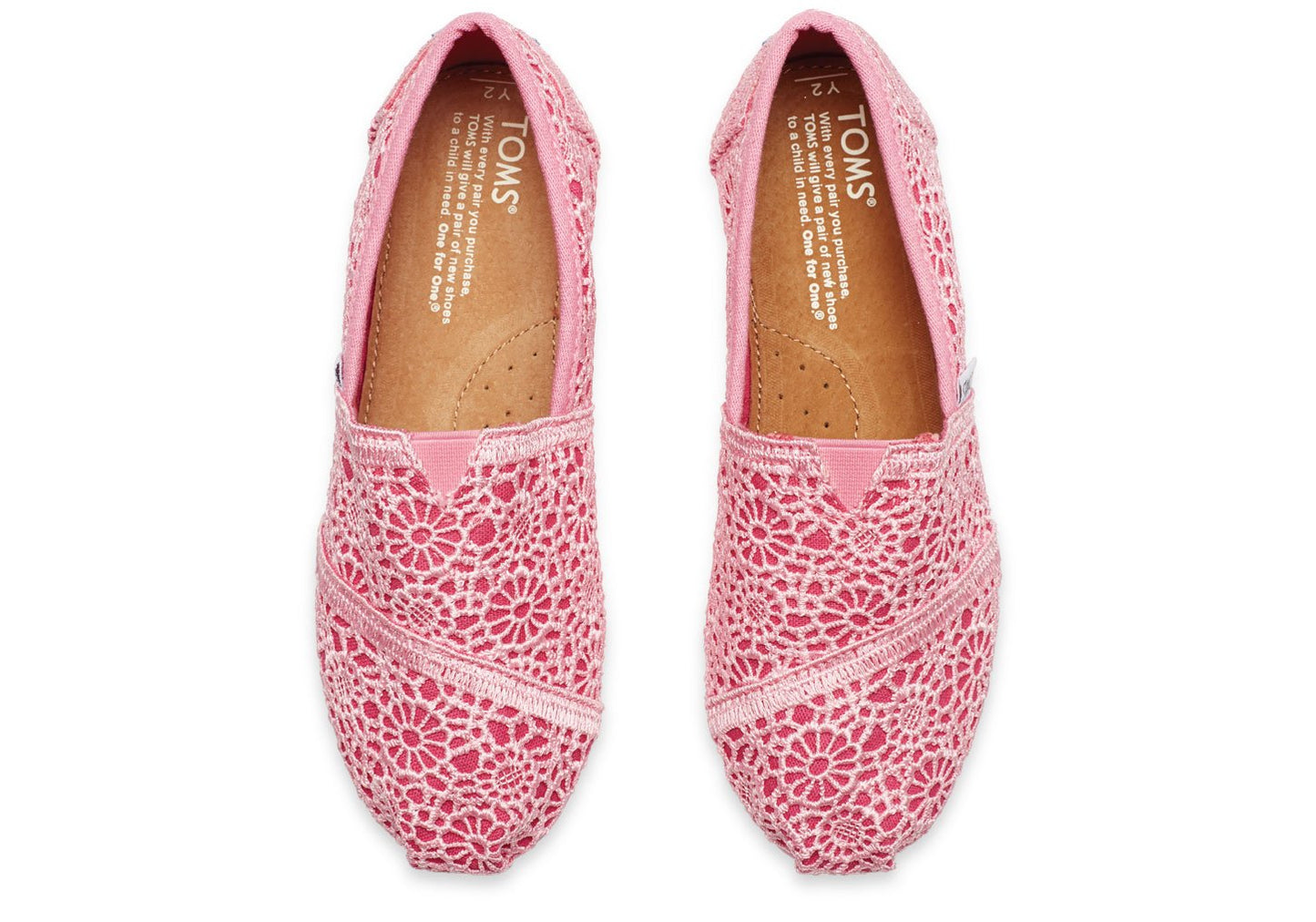 TOMS Pink Crochet Youth