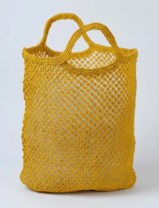 Large Jute Macrame Bag Mustard