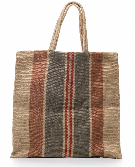 Hand Woven Jute Poresh Bag Grey/Brown/Red