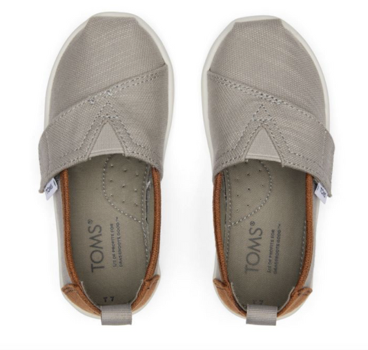 TOMS TINY Drizzle Grey Recycled Cotton Slubby Woven