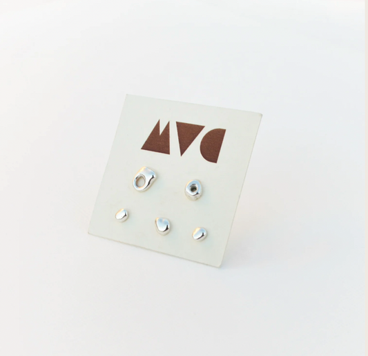 Meet the cat - mixed shapes silver studs combo