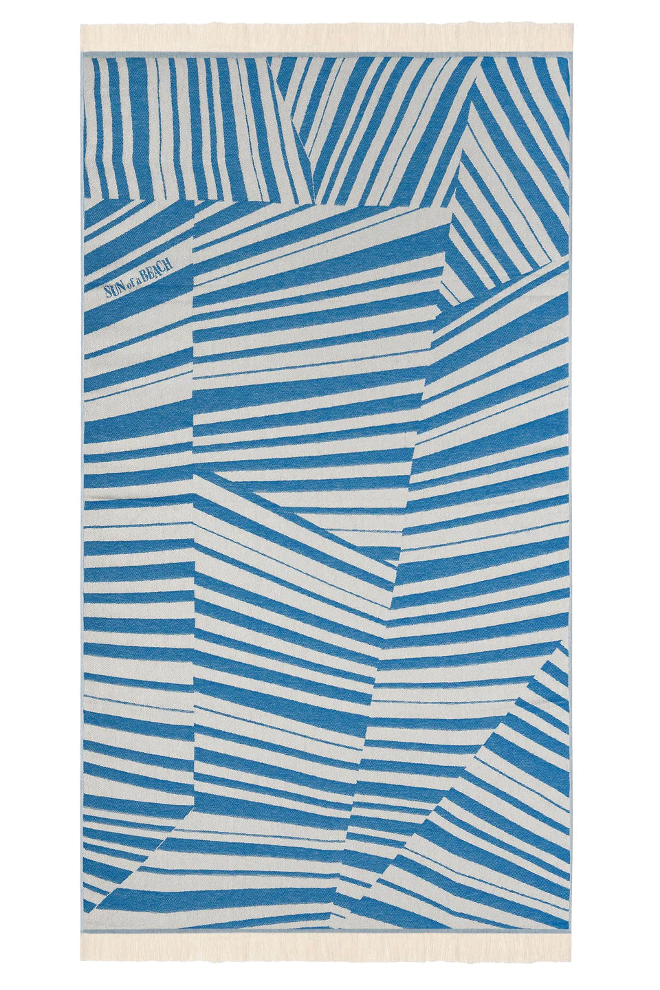 Feather Beach Towel Cycladic Tiles Bright Blue