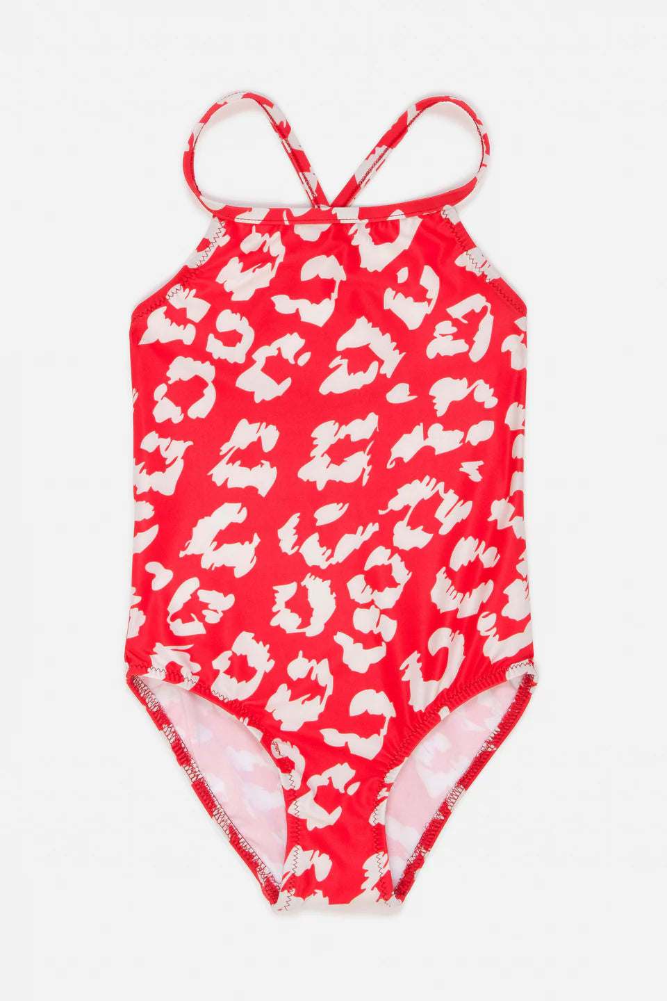 Girls' Swimsuit Red Leopard