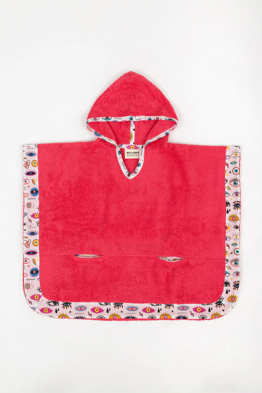 Sun of a beach Kids Poncho Starry Eyes Fluo