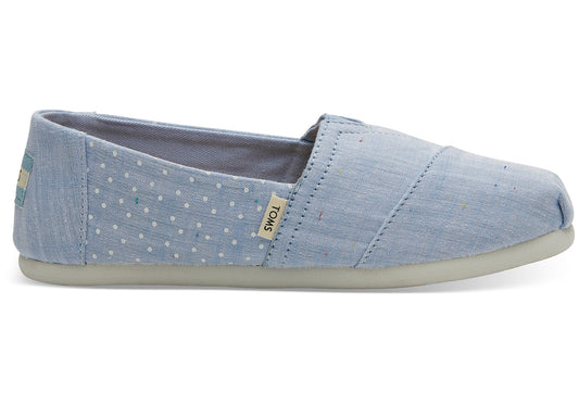 TOMS Youth Classic-Light Bliss Blue Speckled Chambray Dots