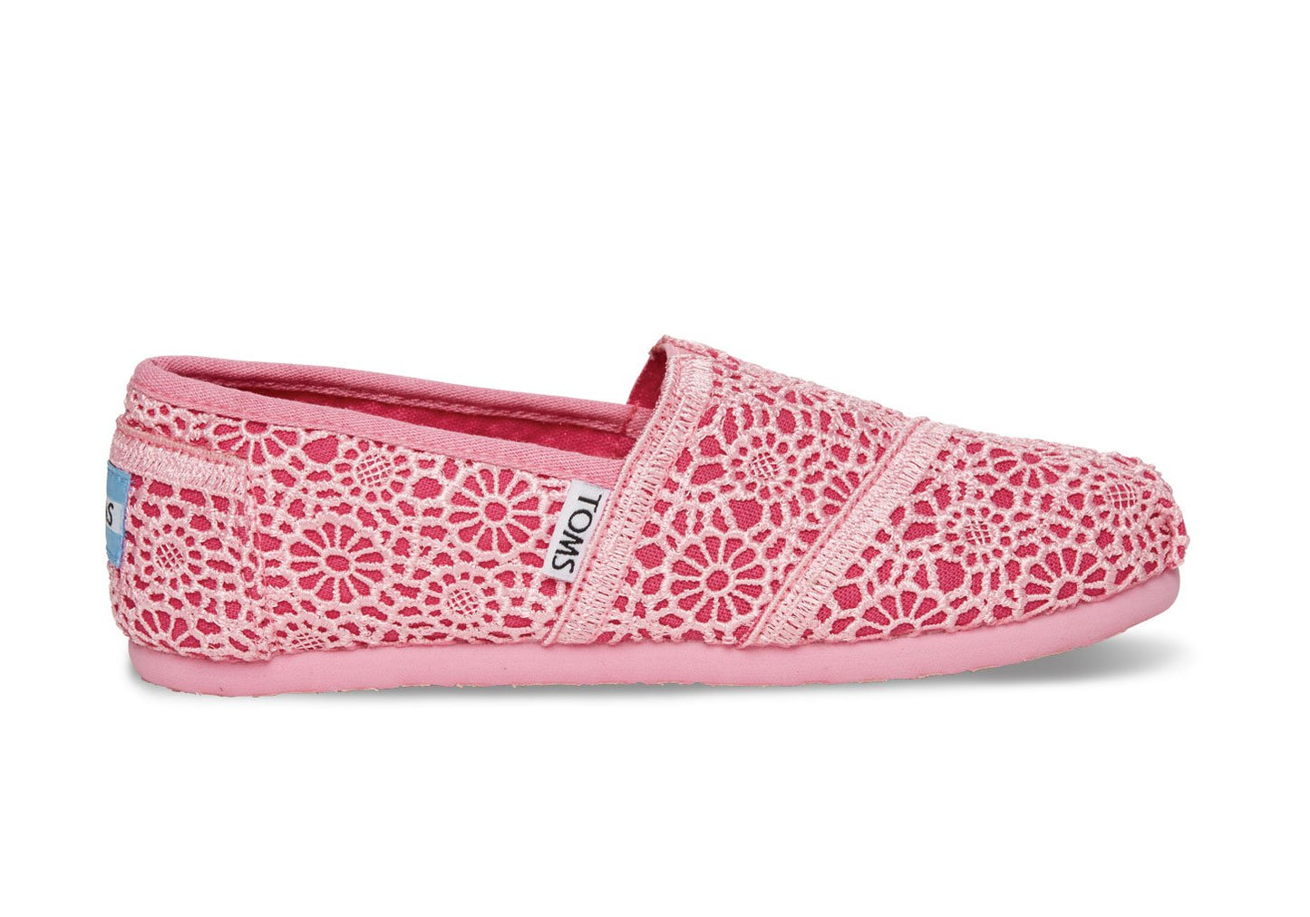 TOMS Pink Crochet Youth