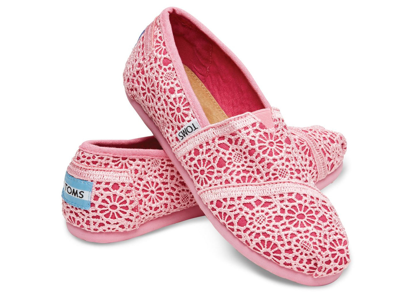 TOMS Pink Crochet Youth