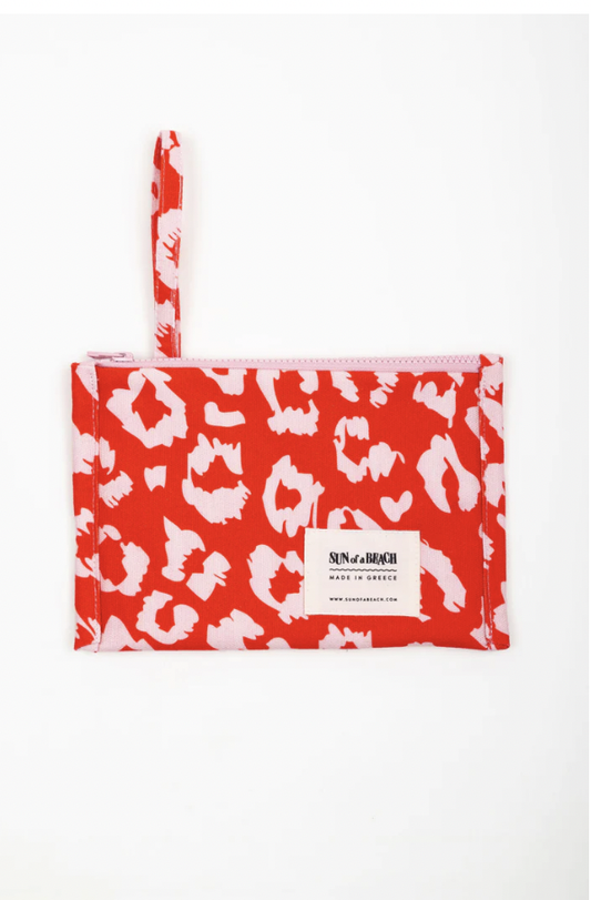 Little Waterproof Pouch Red Leopard