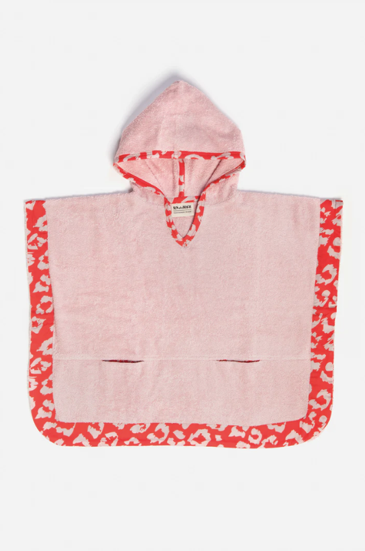 Sun of a beach Kids Poncho Red Leopard