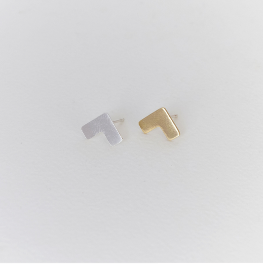 Meet the cat Angle Studs - silver & brass mix