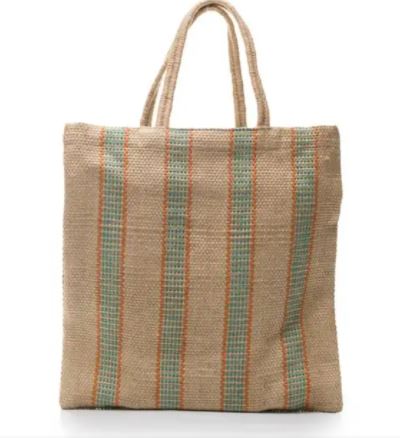 Hand Woven Jute Poresh Bag Green/Orange